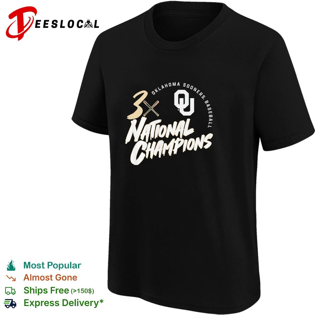 Oklahoma Sooners baseball 3x national 2026 champions shirt