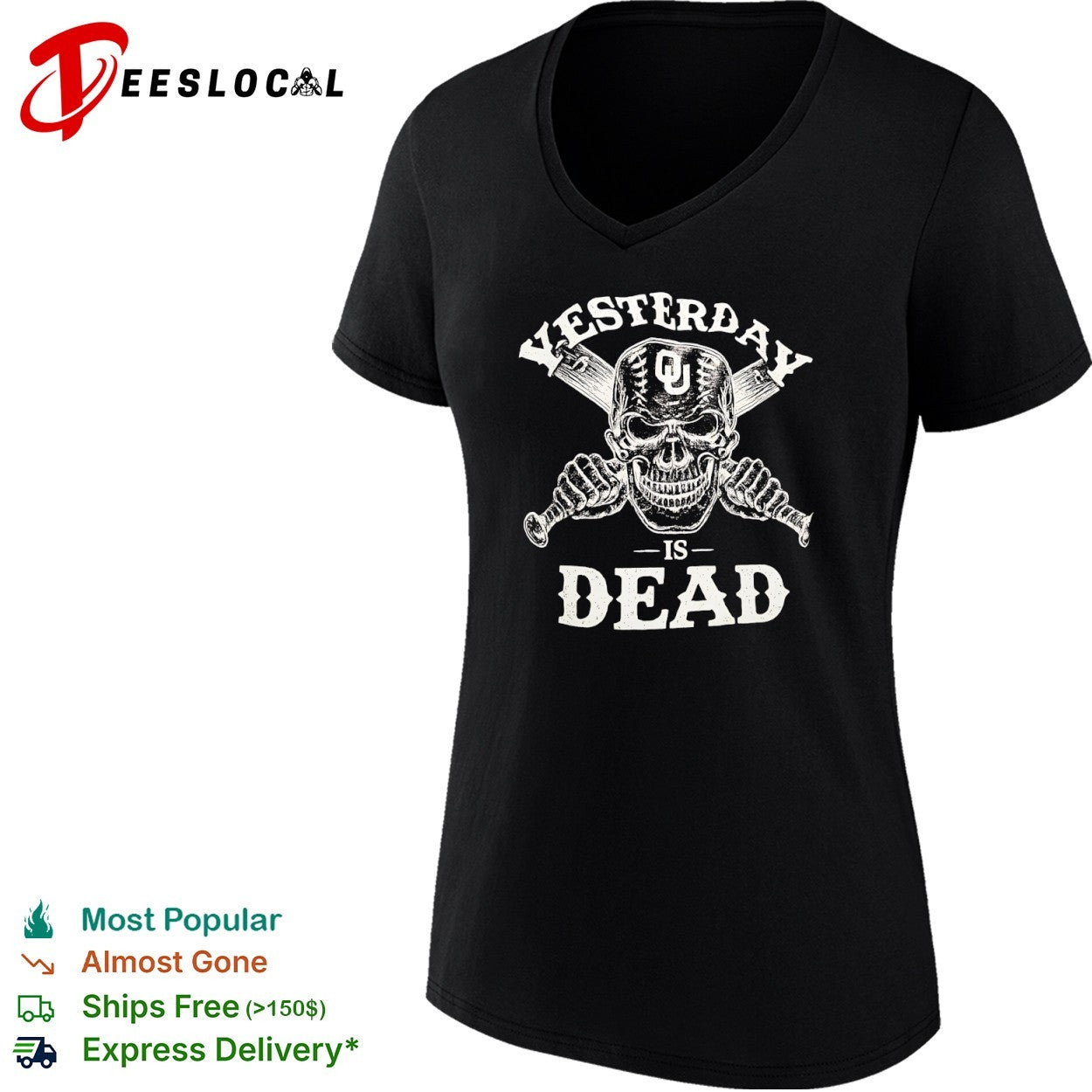 Oklahoma Sooners baseball skull yesterday is dead shirt