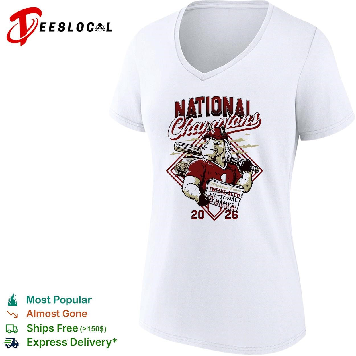 Oklahoma Sooners mascot national champions 2026 baseball shirt