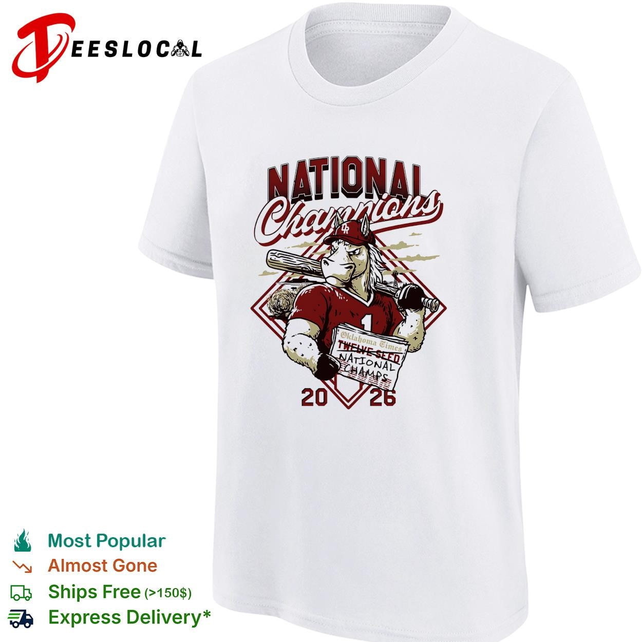 Oklahoma Sooners mascot national champions 2026 baseball shirt
