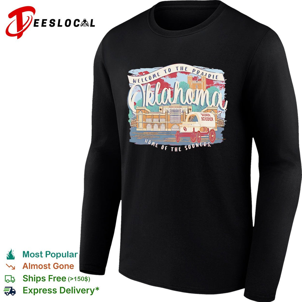 Oklahoma Sooners welcome to the prairie home of the stadium wagon shirt