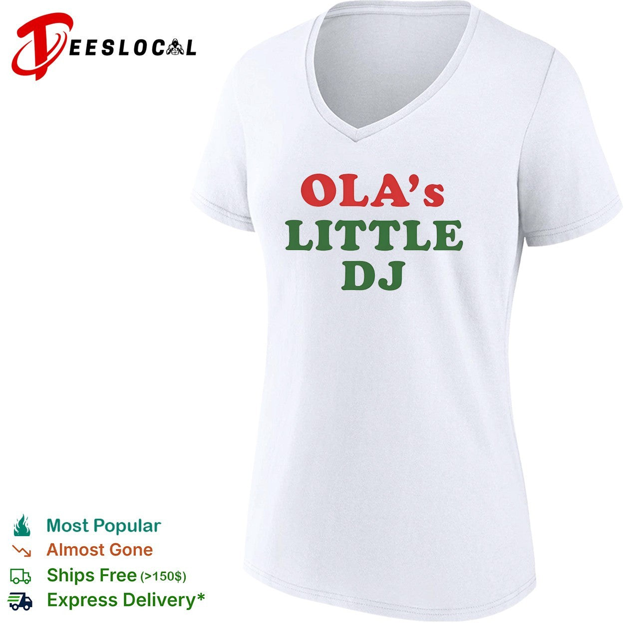 Ola’s little DJ bold colorful script party humor vintage shirt
