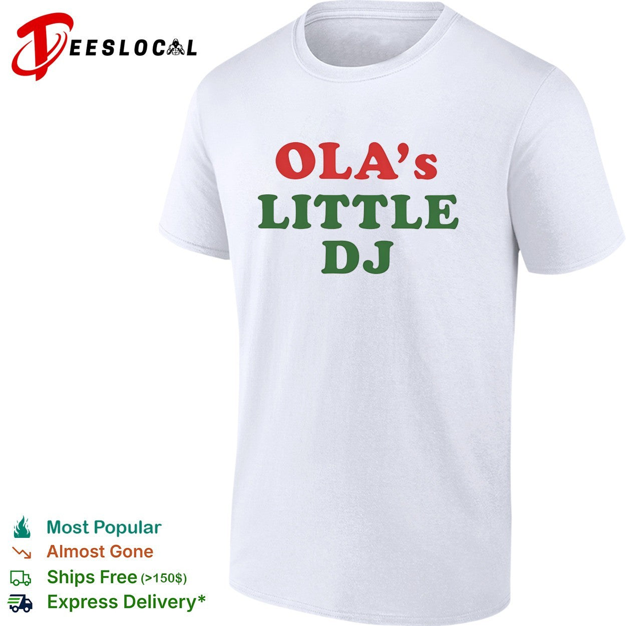 Ola’s little DJ bold colorful script party humor vintage shirt