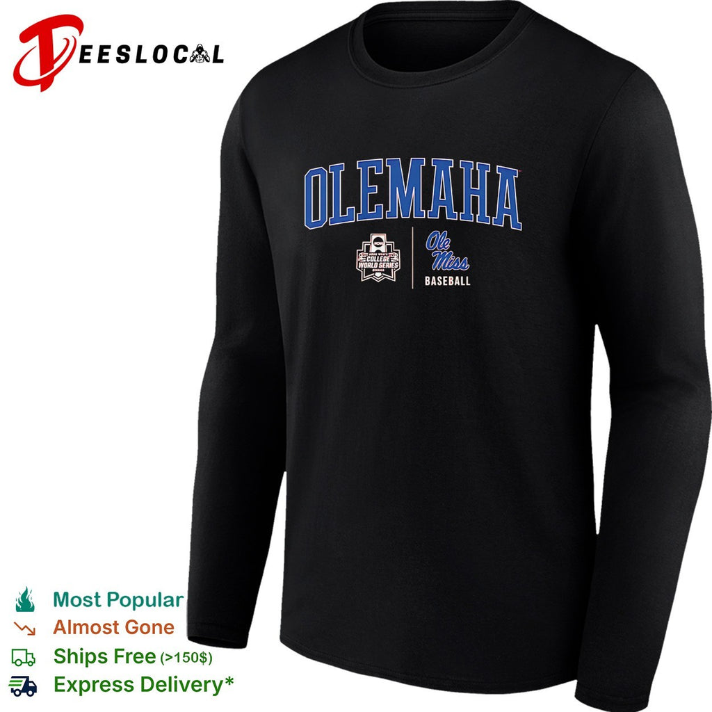 Olemaha Ole Miss Rebel College World Series baseball red shirt