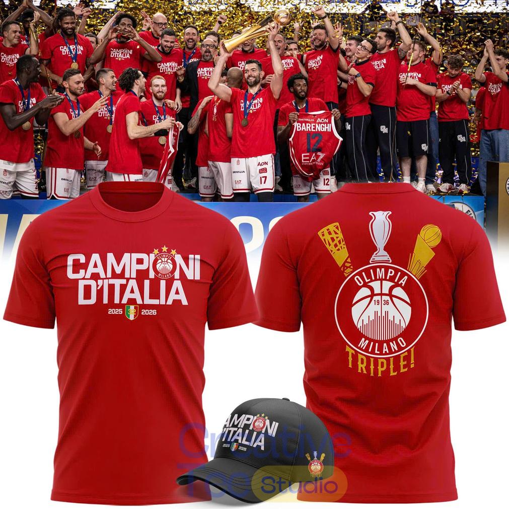 Olimpia Milano 2026 Italian Champions Black T-Shirt
