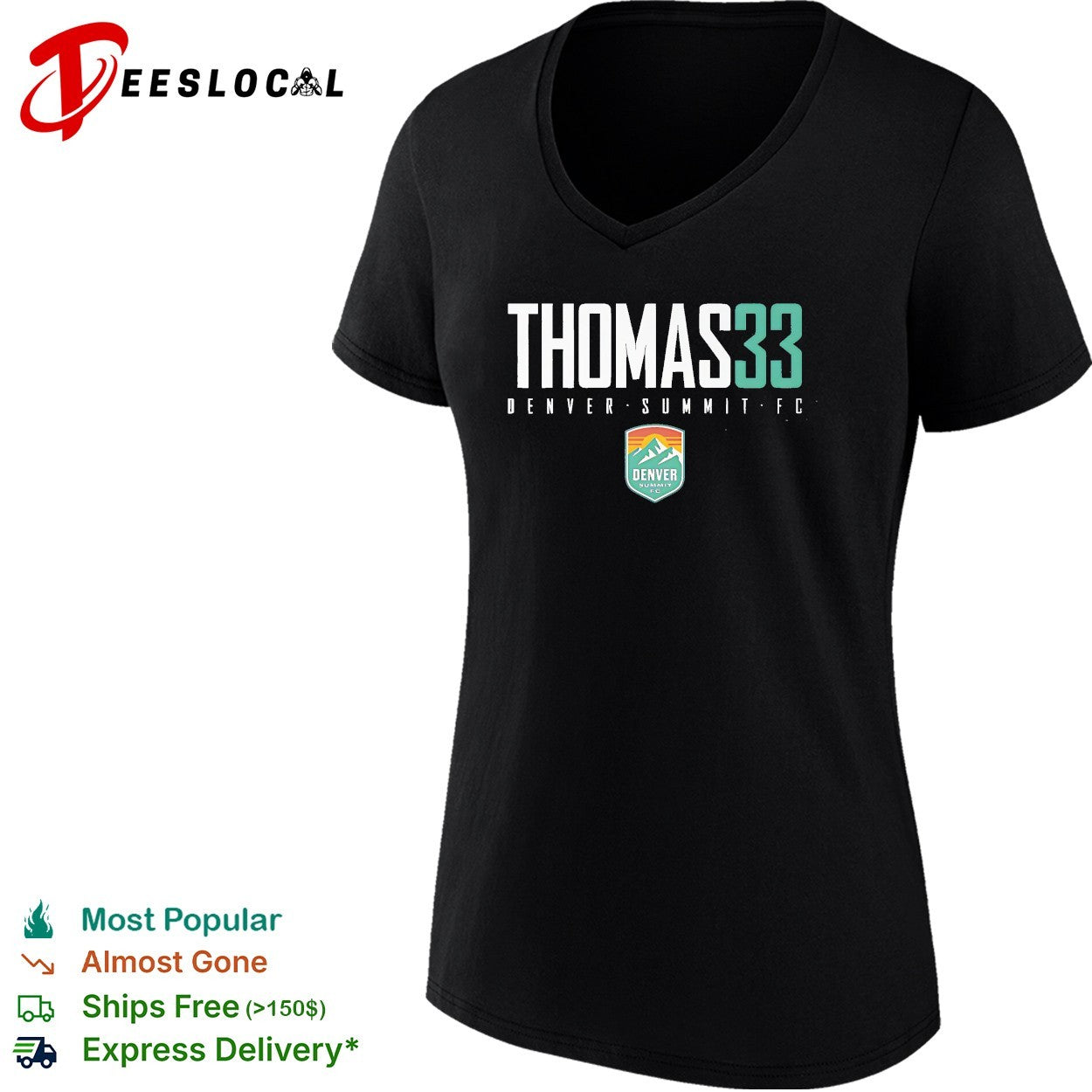 Olivia Thomas 33 Denver Summit FC professional women’s soccer team shirt