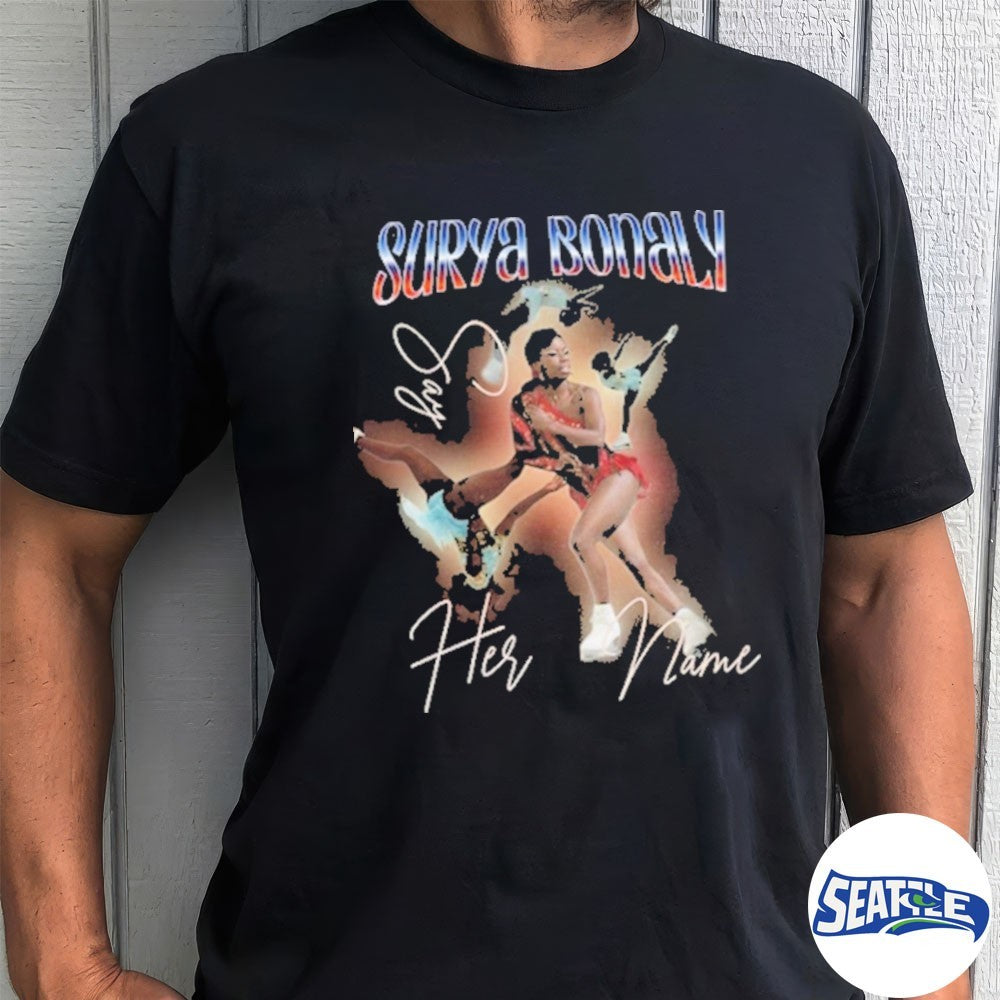 Olympic Surya Bonaly Black History Acid Washed Round shirt
