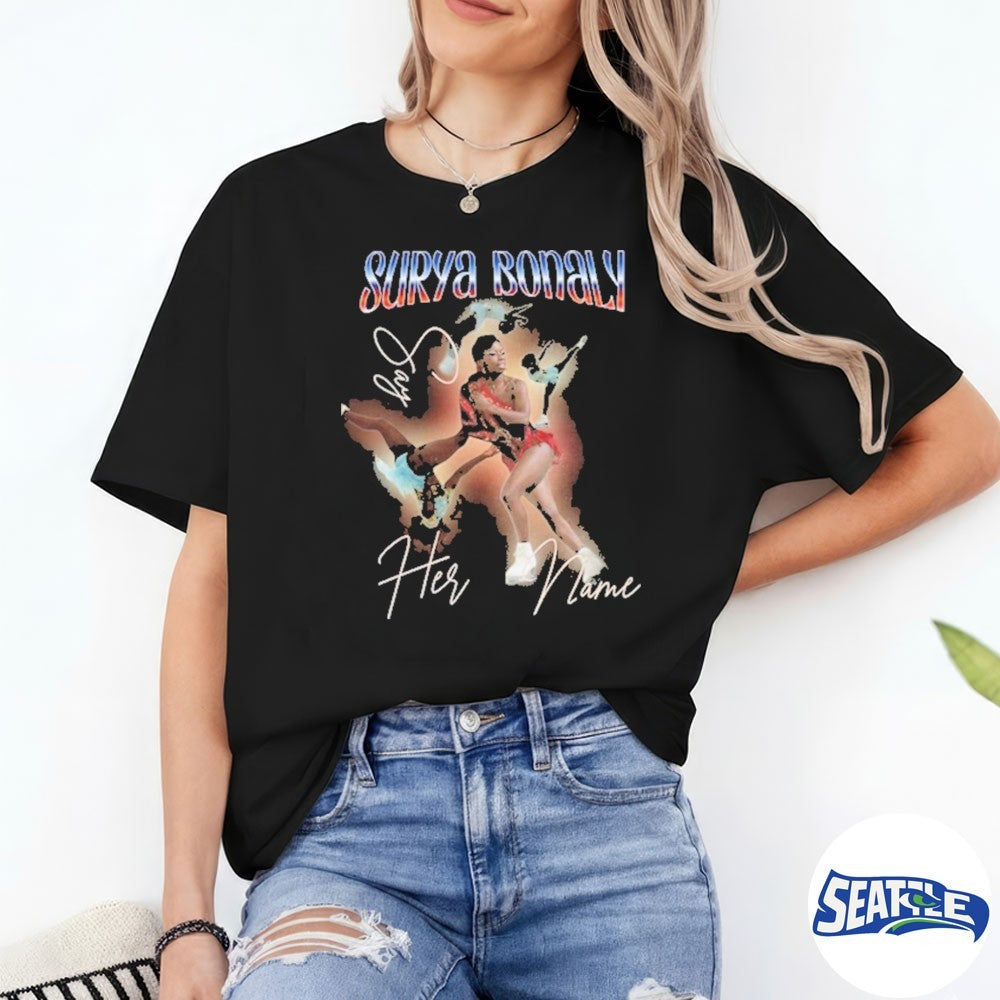 Olympic Surya Bonaly Black History Acid Washed Round shirt