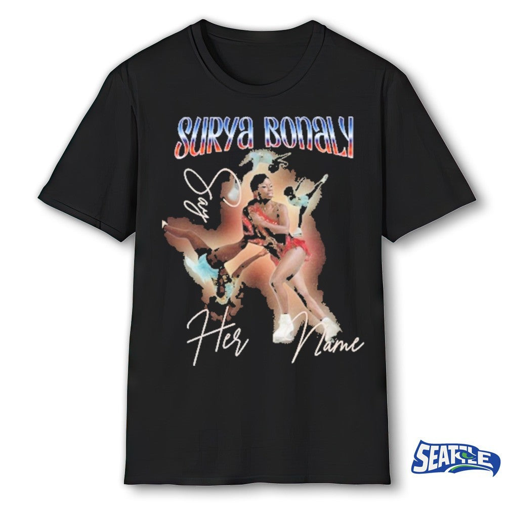 Olympic Surya Bonaly Black History Acid Washed Round shirt