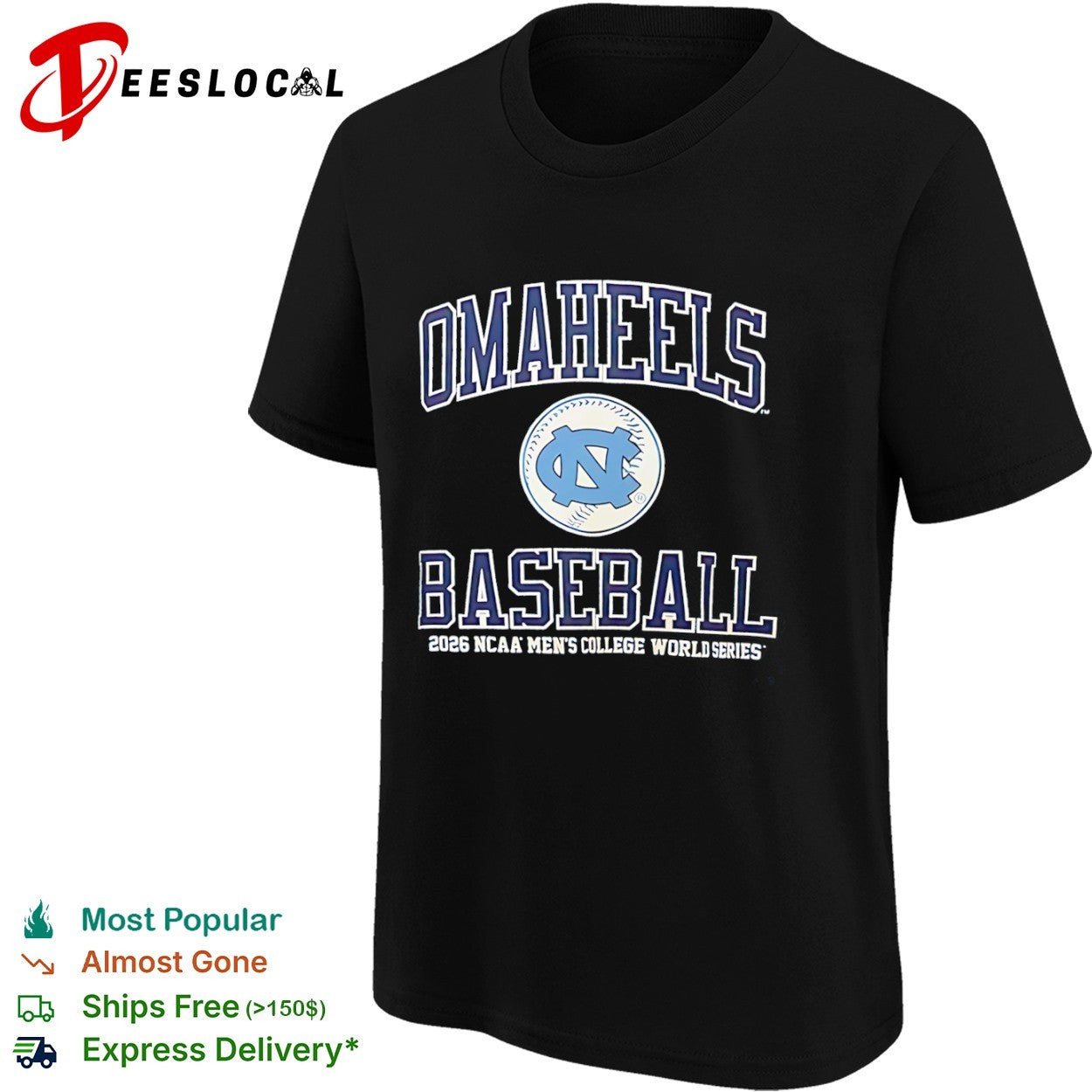 Omaheels North Carolina Tar Heels Baseball 2026 NCAA College World Series shirt