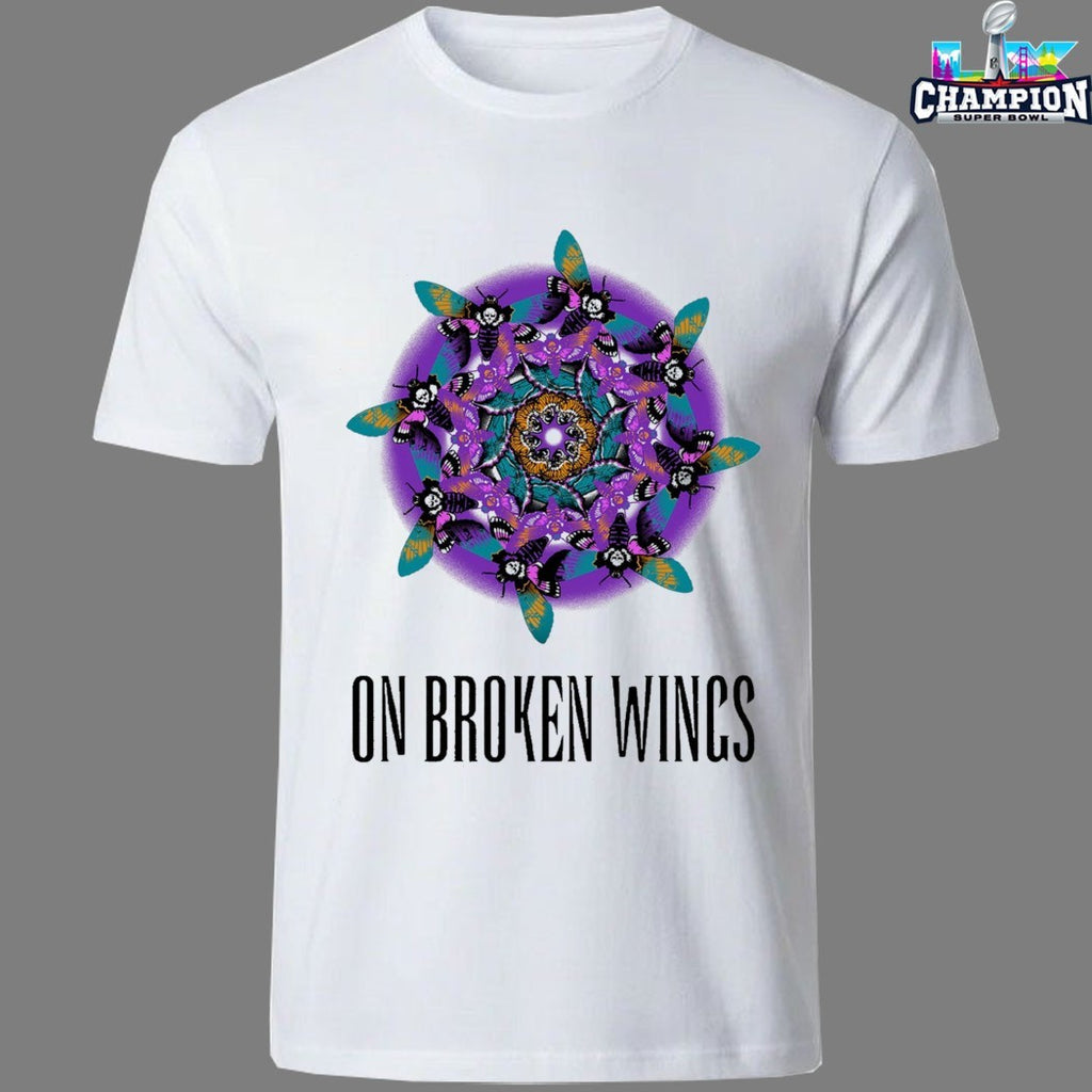 On Broken Wings Mandala Full Color Moth T-shirts