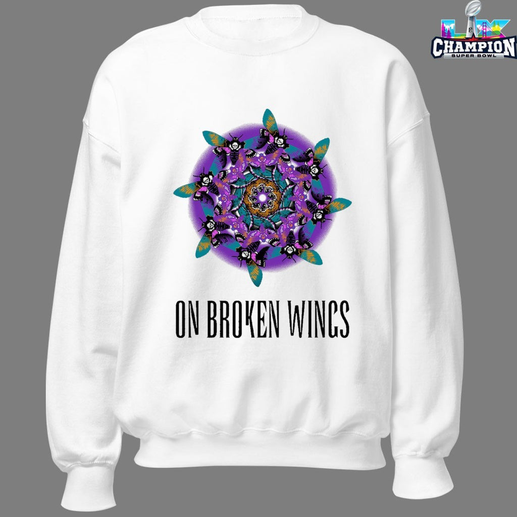 On Broken Wings Mandala Full Color Moth T-shirts