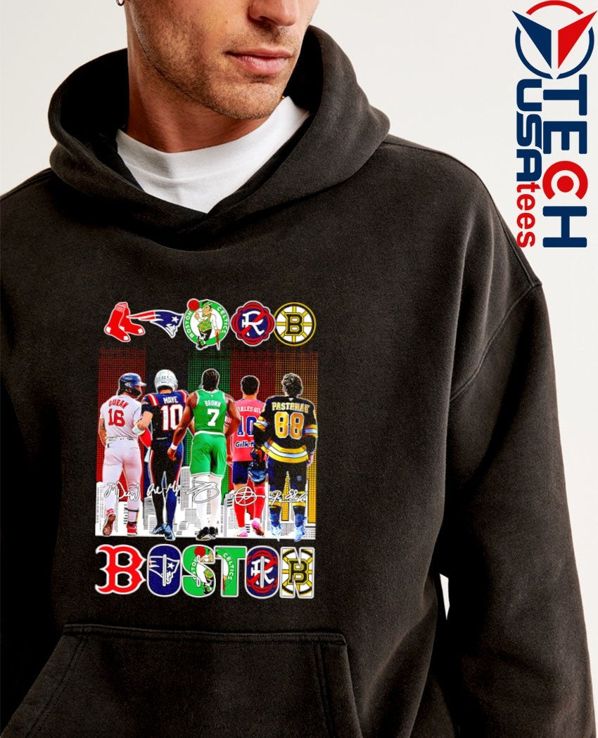 One city one heart all Boston Team skyline signatures shirt