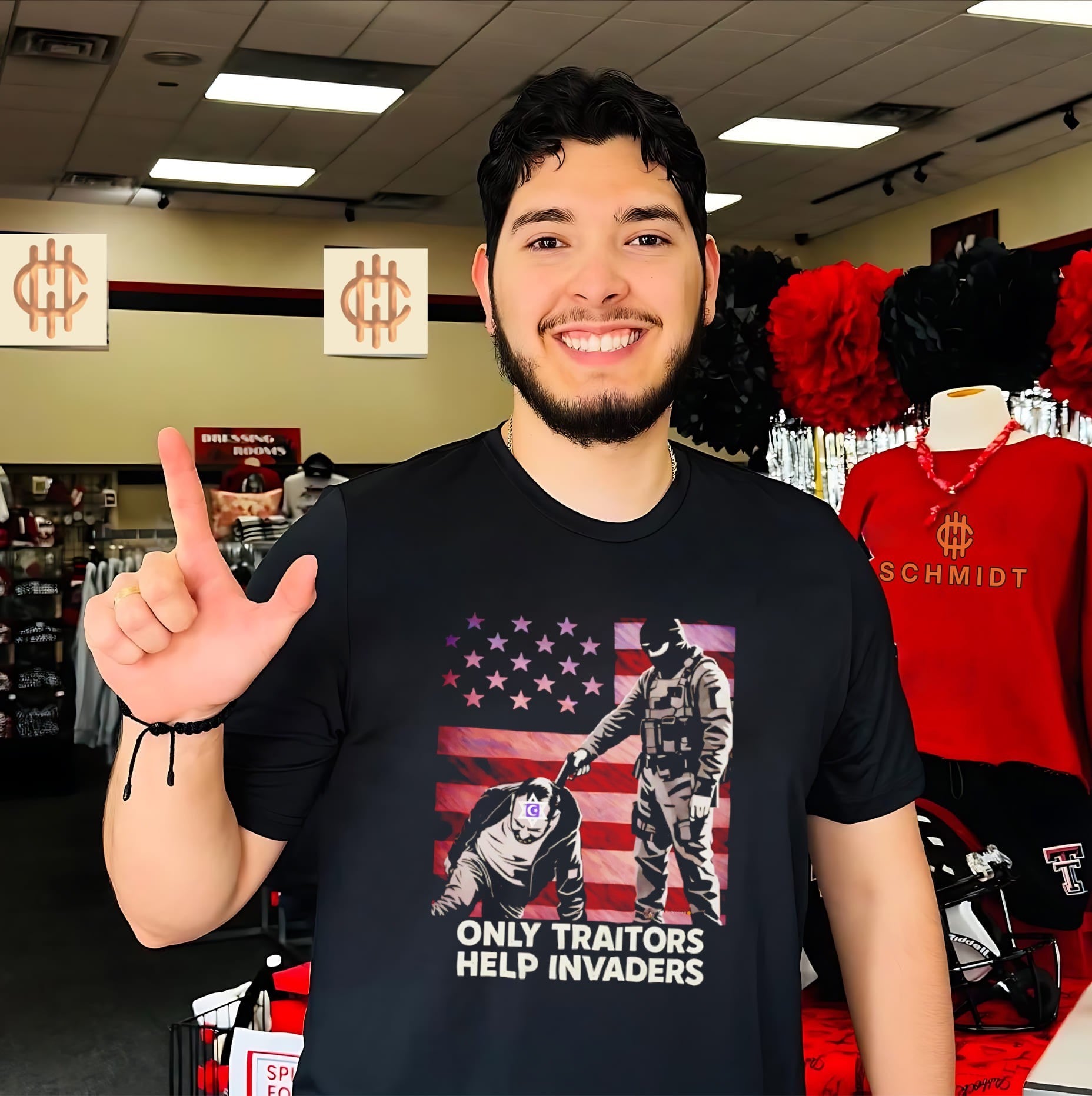 Only Traitors Help Invaders American Flag Political shirt