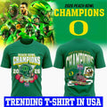 Oregon Peach Bowl Champion 2026 Green Shirt