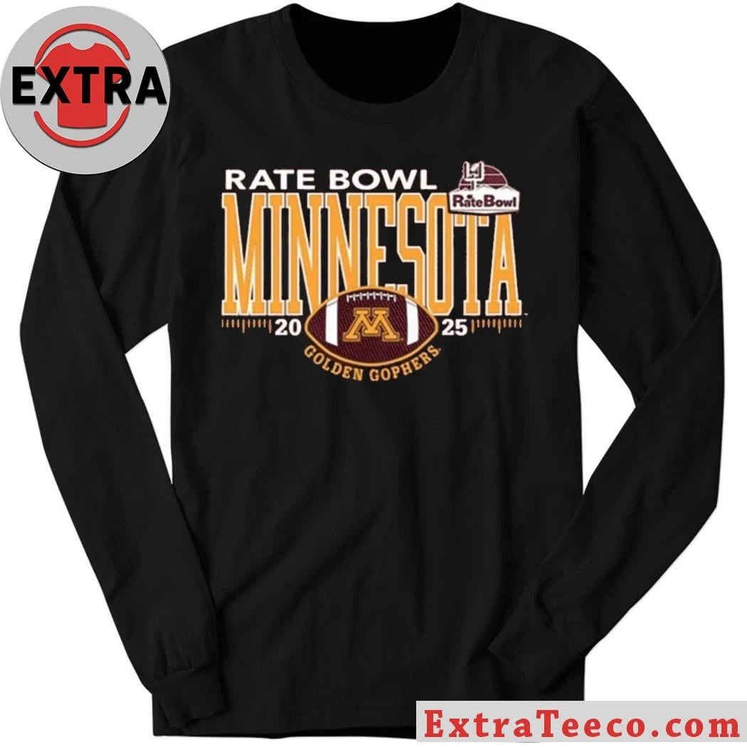 Original 2025 Champions Rate Bowl Minnesota Golden Gophers Maroon Blue 84 2025 Rate Bowl Logo T-Shirt