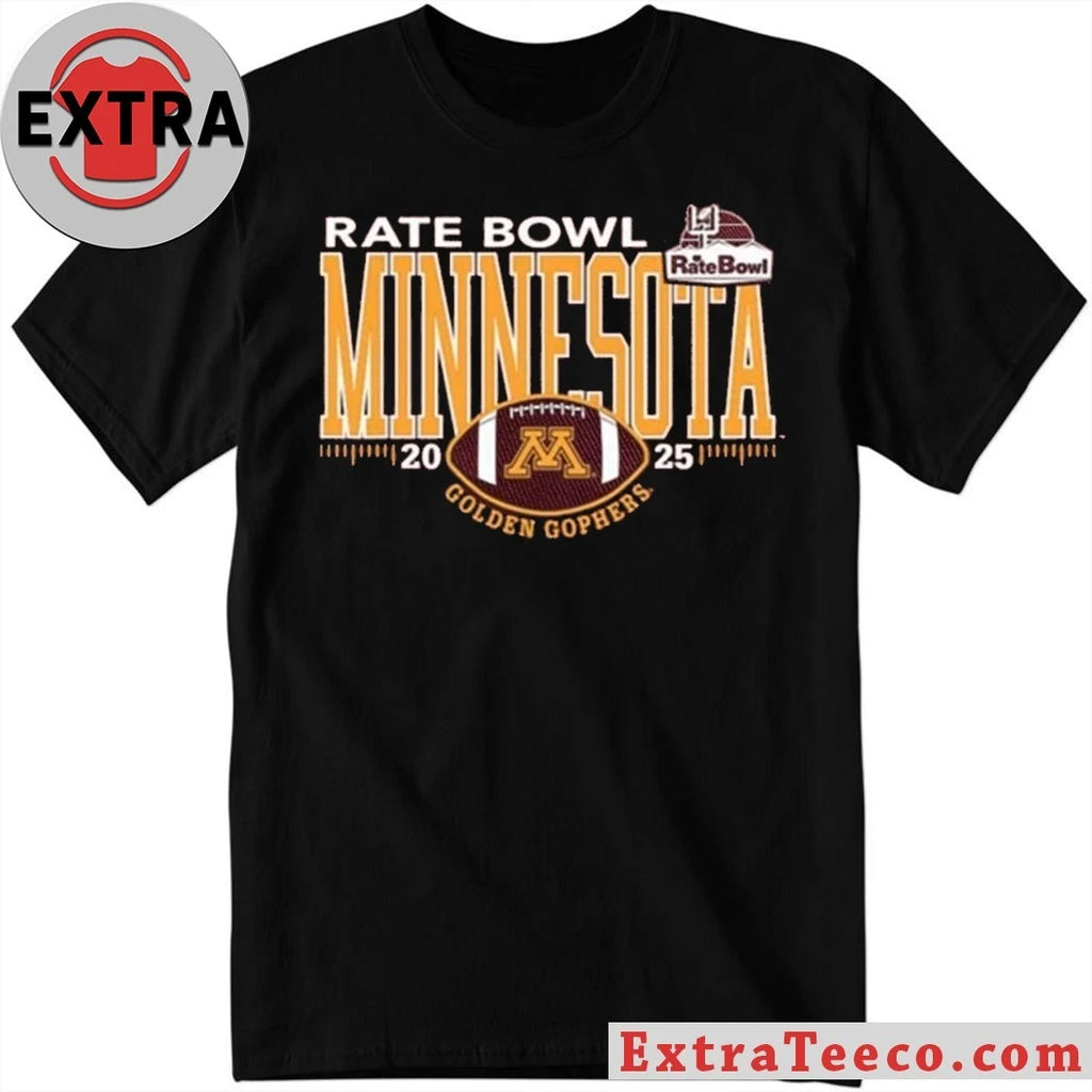 Original 2025 Champions Rate Bowl Minnesota Golden Gophers Maroon Blue 84 2025 Rate Bowl Logo T-Shirt