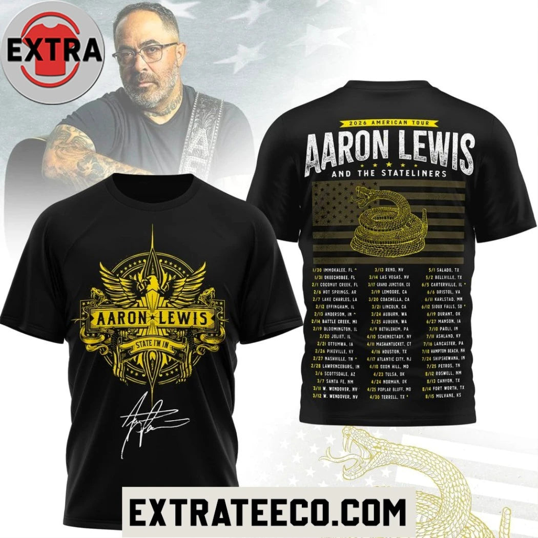 Original 2026 American Tour Aaron Lewis And The Stateliners Signature T-Shirt