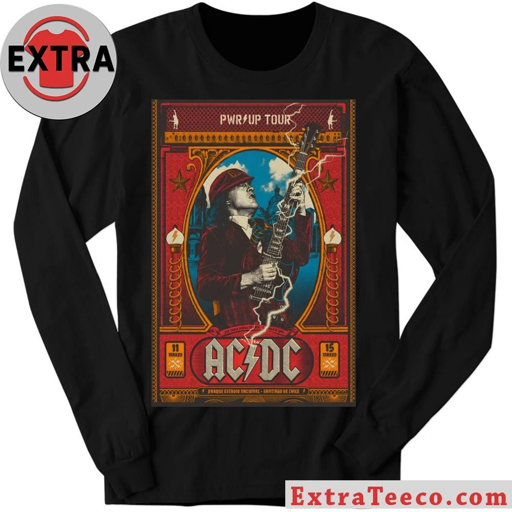 Original AC DC March 11 &amp; 15 2026 Santiago Chile Poster Shirt