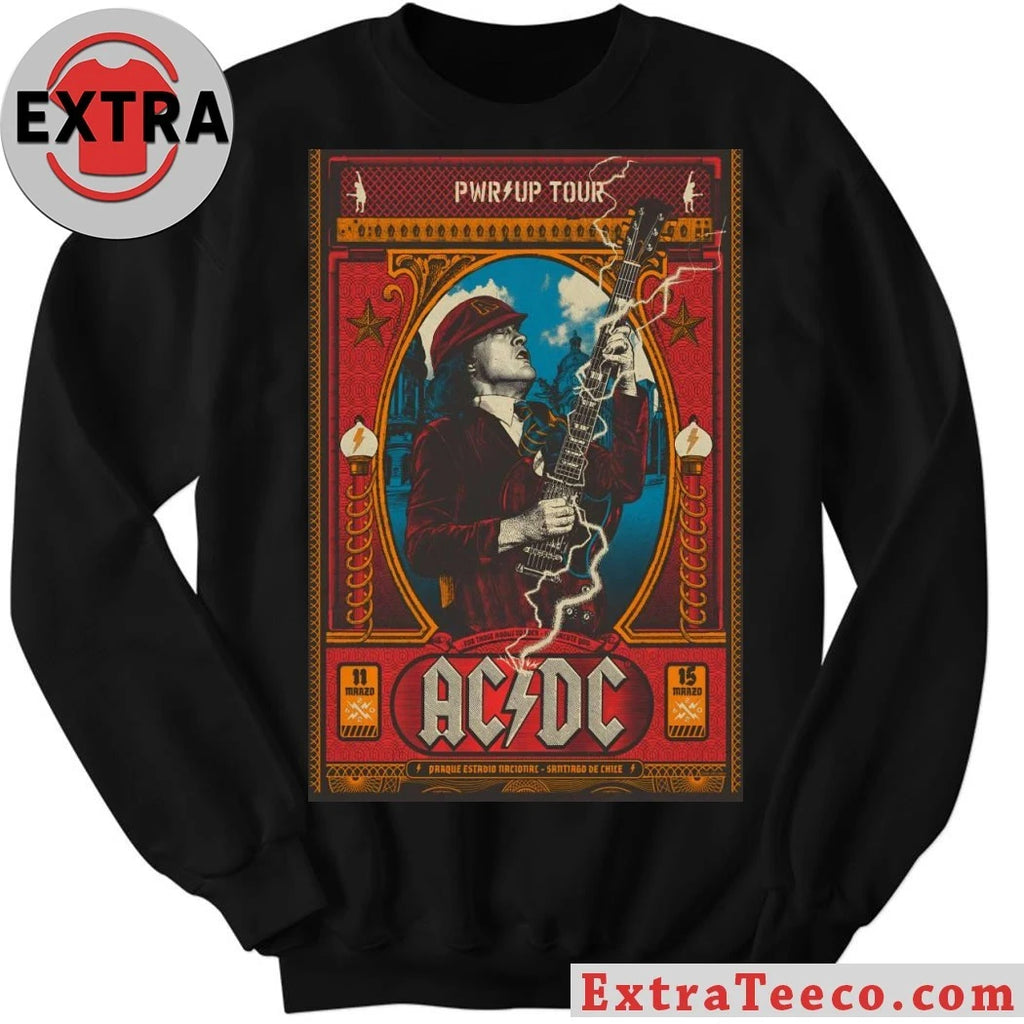 Original AC DC March 11 &amp; 15 2026 Santiago Chile Poster Shirt