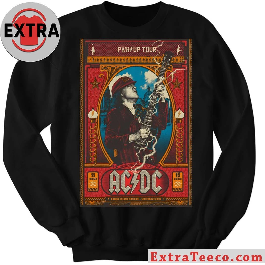 Original AC DC March 11 &amp; 15 2026 Santiago Chile Poster Shirt