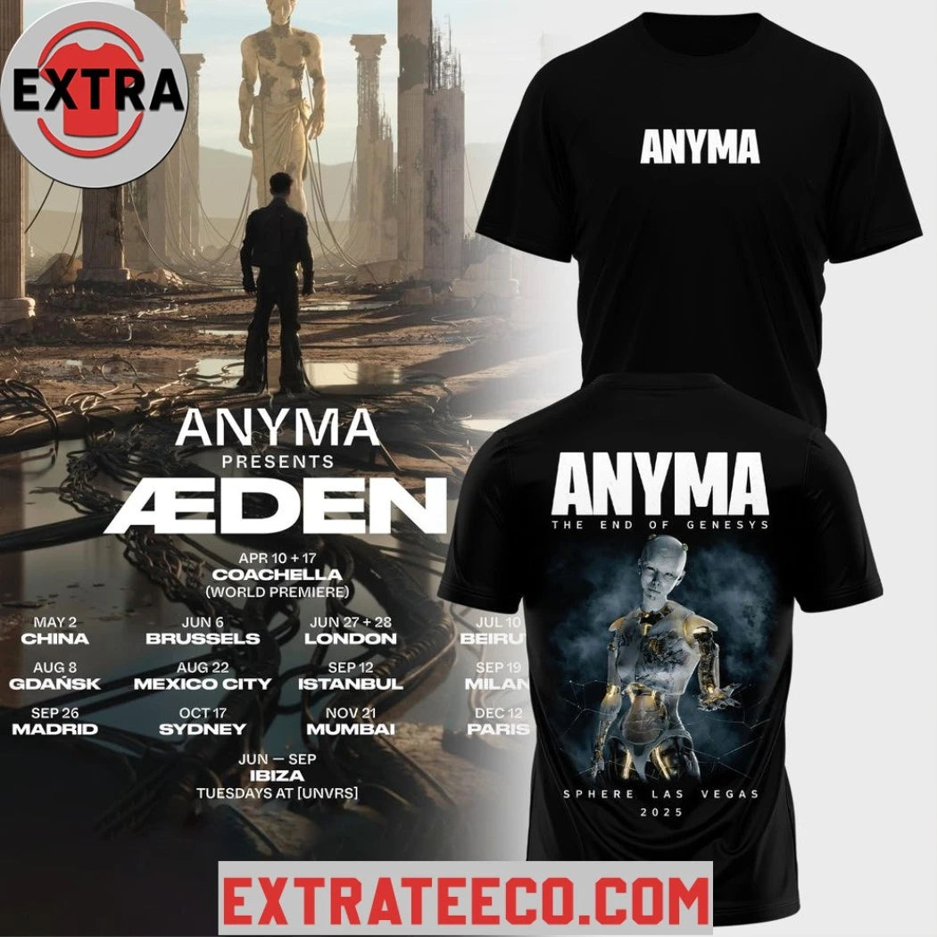 Original ANYMA presents ÆDEN Tee Anyma The End Of Genesys Sphere Las Vegas 2026 Two Sided T-Shirt