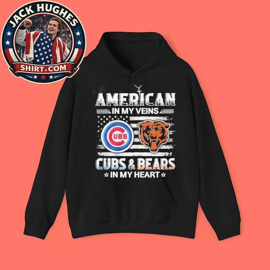 Original American In My Veins Cubs And Bears In My Heart Chicago Sports Shirt