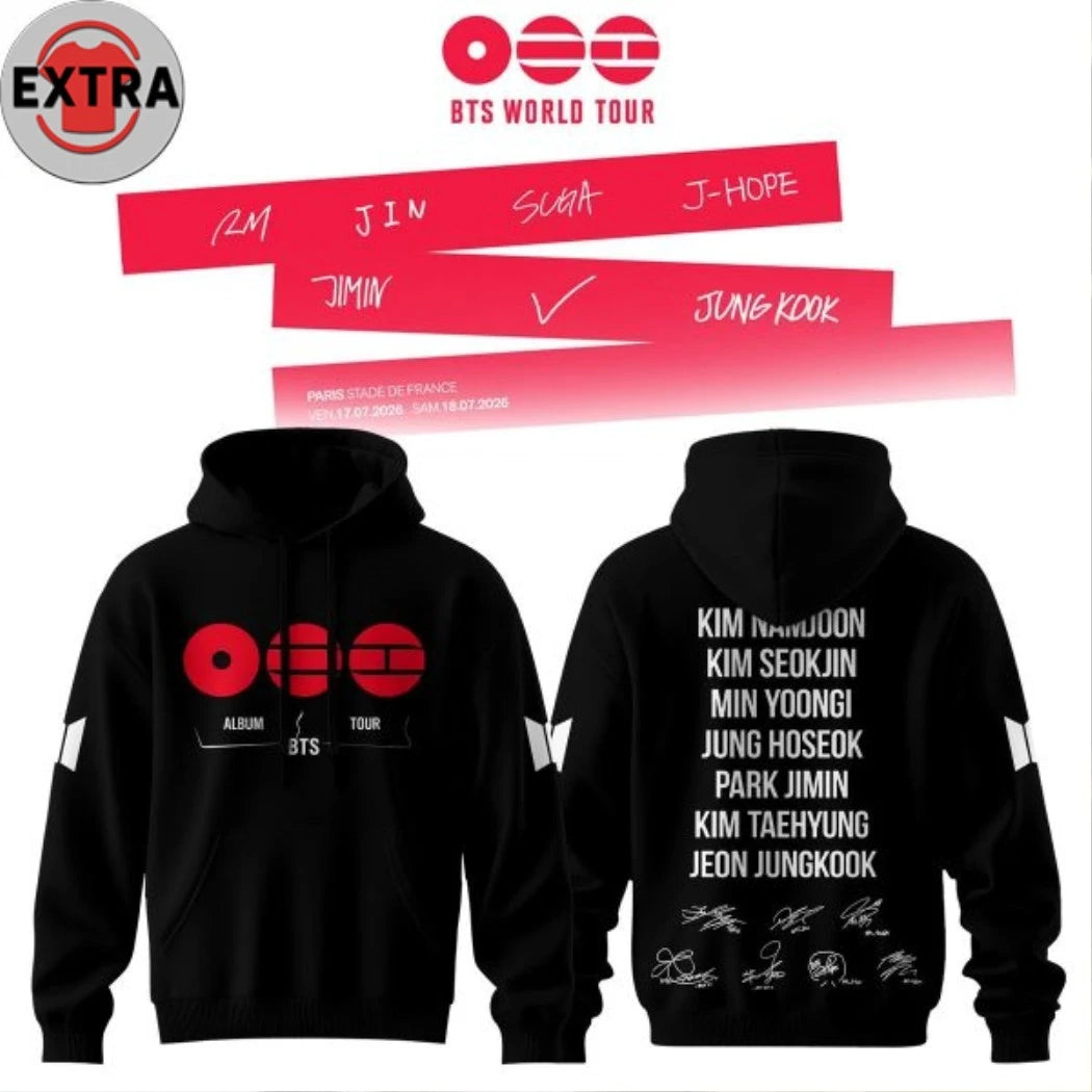 Original BTS Comeback &amp; World Tour 2026 All 7 Members Hoodie T-Shirt