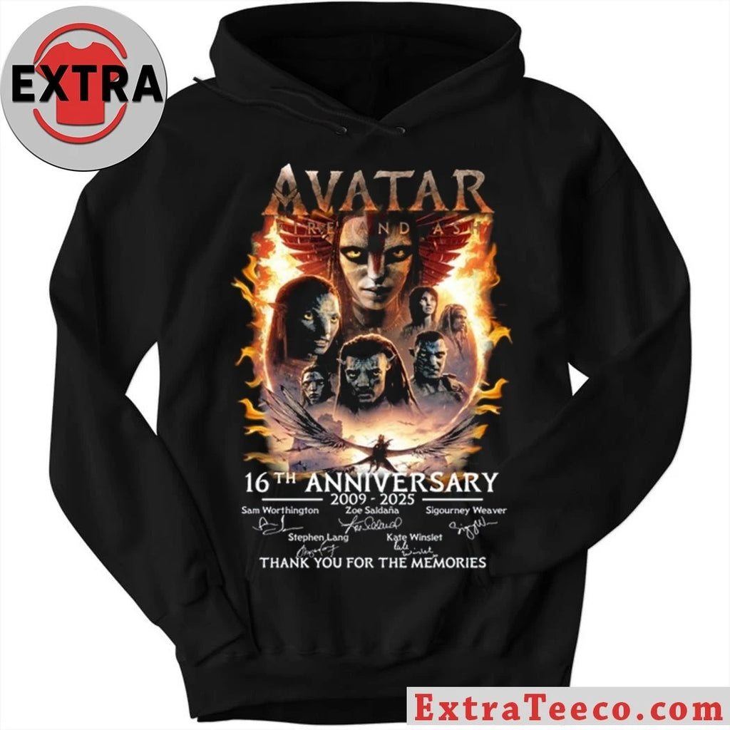 Original Celebrating 16 years since Avatar Fire and Ash Sam Worthington, Zoe Saldaña, Sigourney Weaver, Stephen Lang, and Kate Winslet. December 19, 2025 Signature Shirt