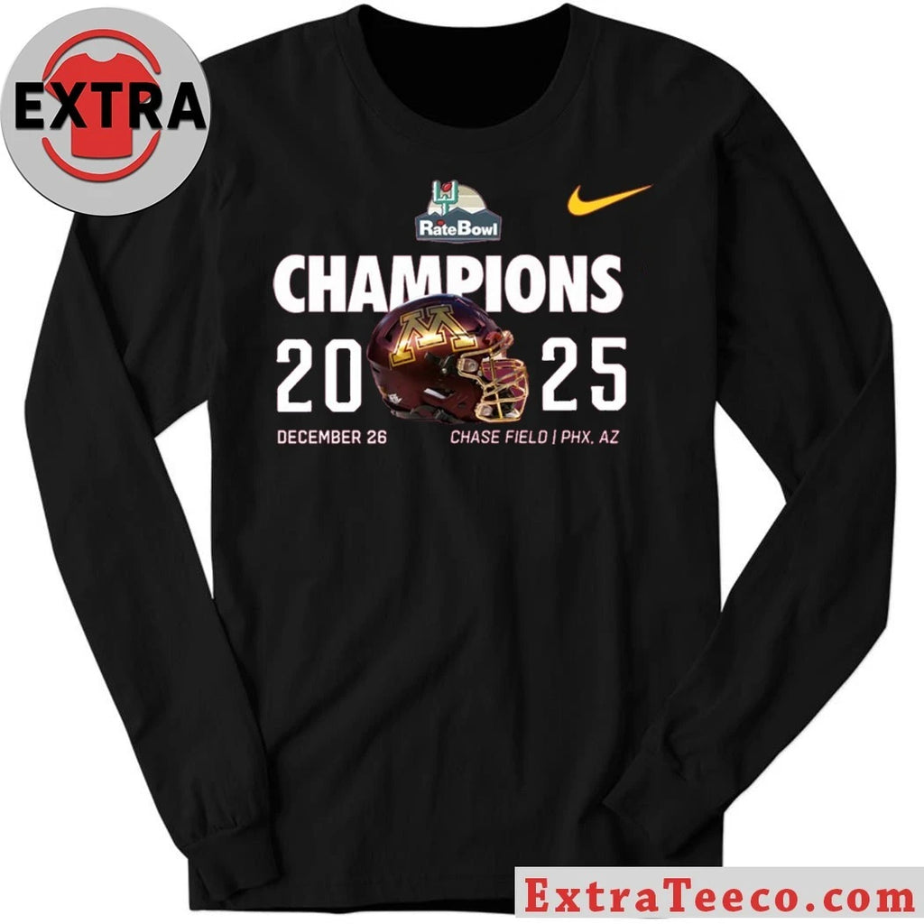 Original Celebrating the Minnesota Golden Gophers’ 2025 Rate Bowl championship at Chase Field Stadium, Phoenix, Arizona, December 26 Logo T-Shirt