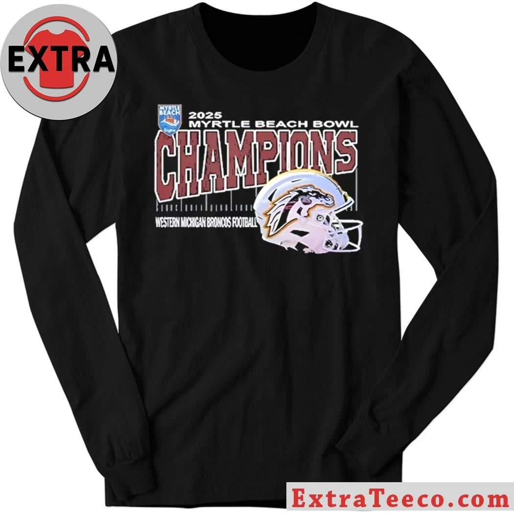 Original Celebrating the Western Michigan Broncos football teams 2025 Myrtle Beach Bowl championship Helmet Shirt