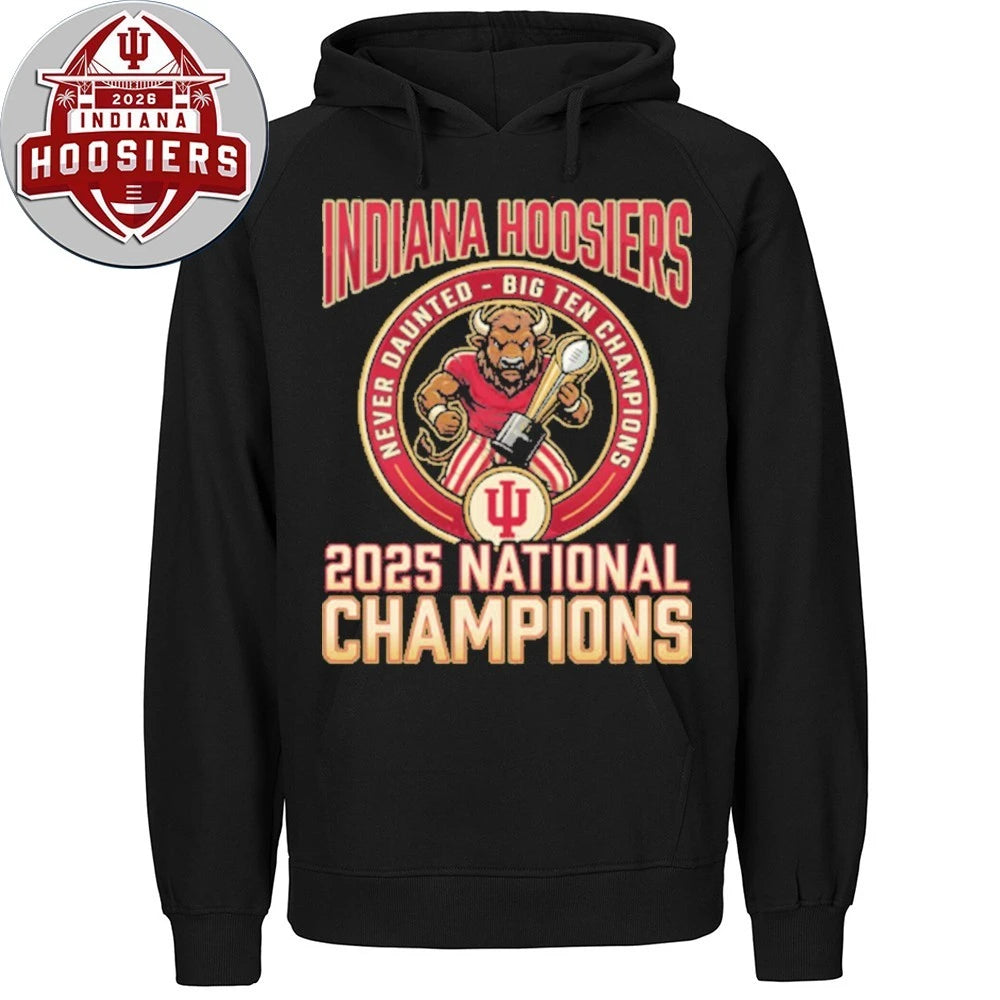 Original Cfp National Championship 2026 – Iu National Champions – Nevar Daunted Big Ten Champions T-Shirt