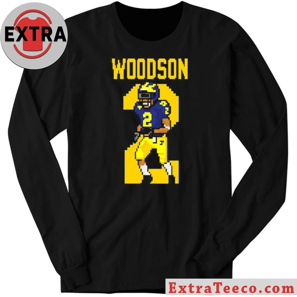 Original Charles Woodson Michigan Wolverines Retro Pixel Art Tribute Logo T-Shirt
