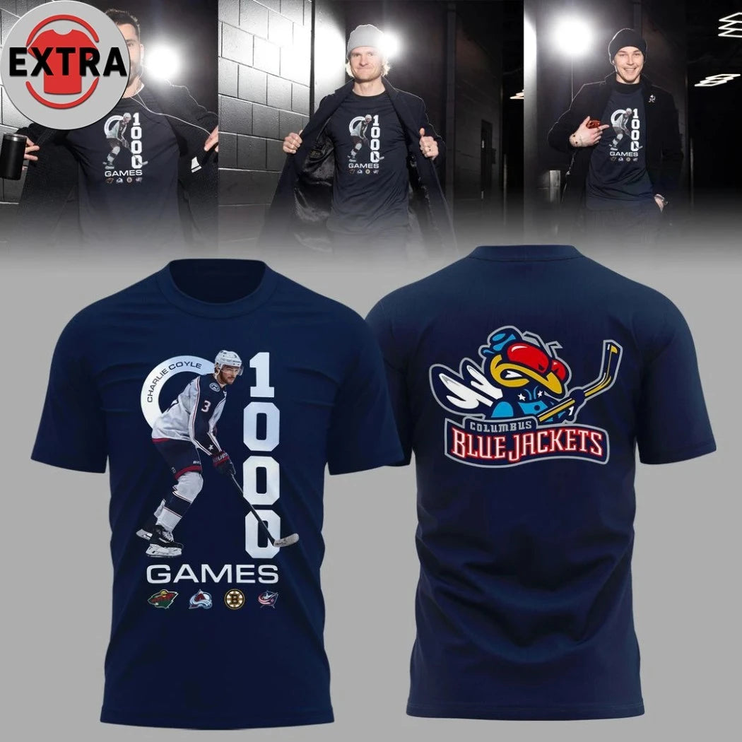Original Columbus Blue Jackets GAME 1,000 FOR CHARLIE COYLE Special Edition Hoodie 2026 T-Shirt