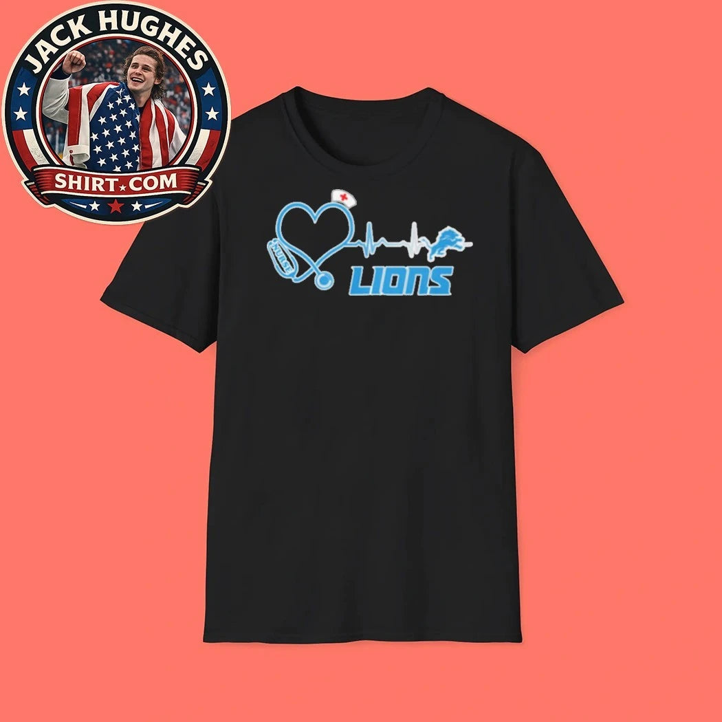 Original Detroit Lions Nurse Stethoscope Heartbeat Pulse Football Shirt