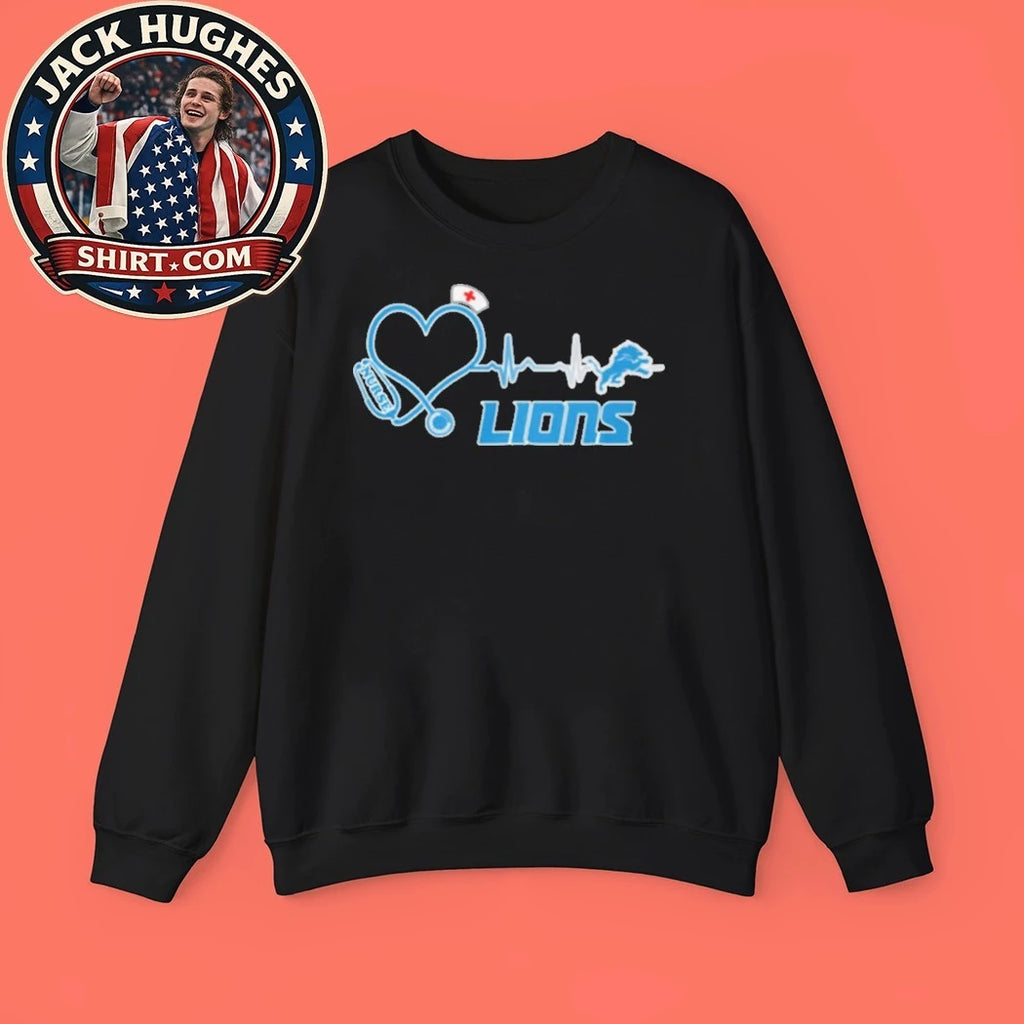 Original Detroit Lions Nurse Stethoscope Heartbeat Pulse Football Shirt