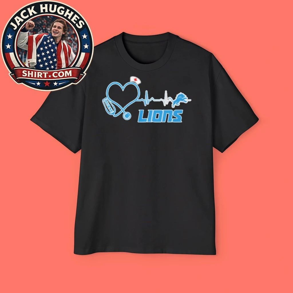 Original Detroit Lions Nurse Stethoscope Heartbeat Pulse Football Shirt