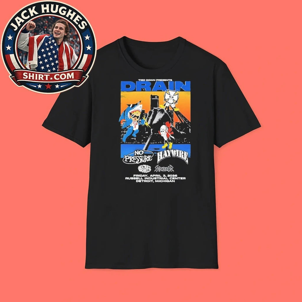 Original Drain Tied Down Presents At Russell Industrial Center Detroit Michigan Shirt