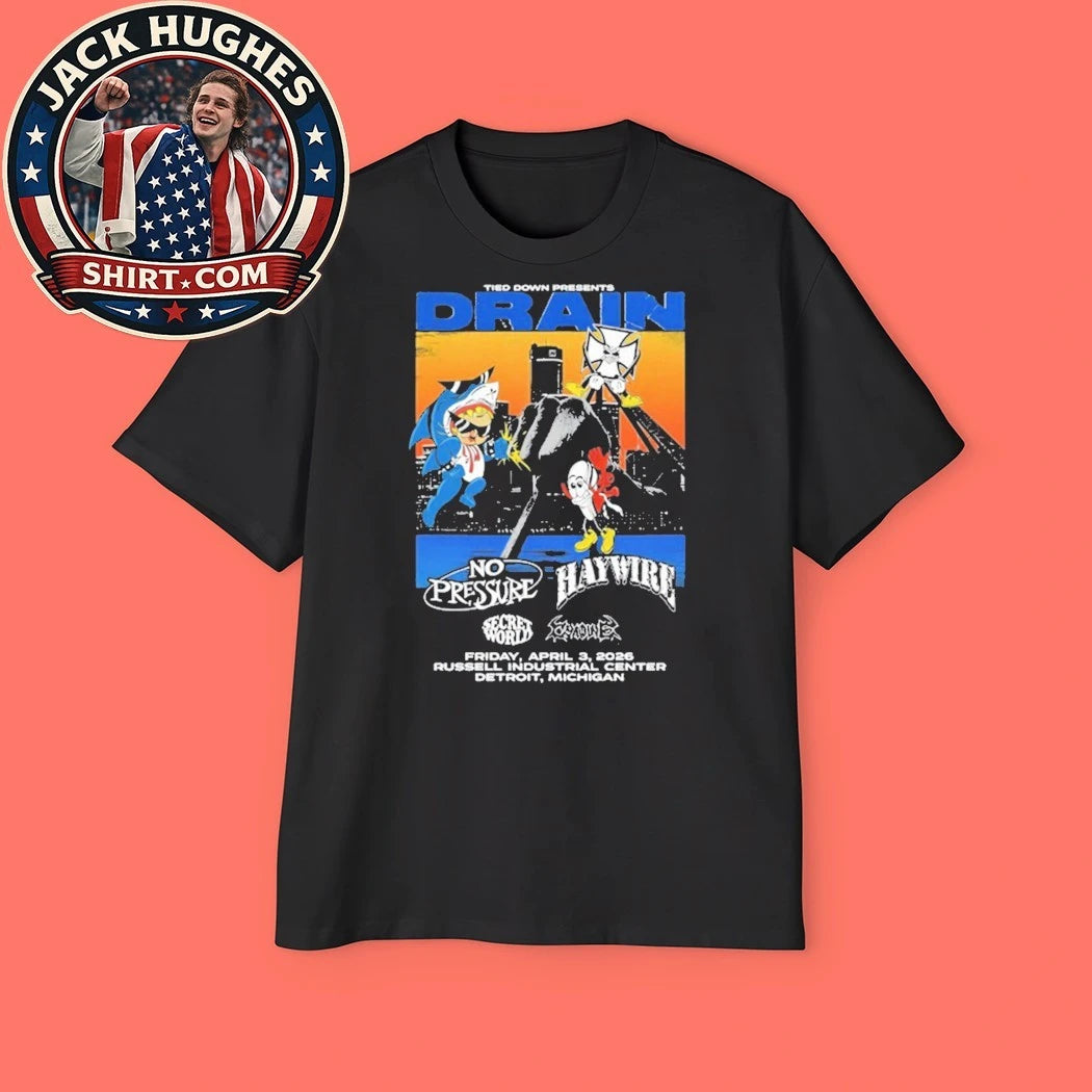 Original Drain Tied Down Presents At Russell Industrial Center Detroit Michigan Shirt