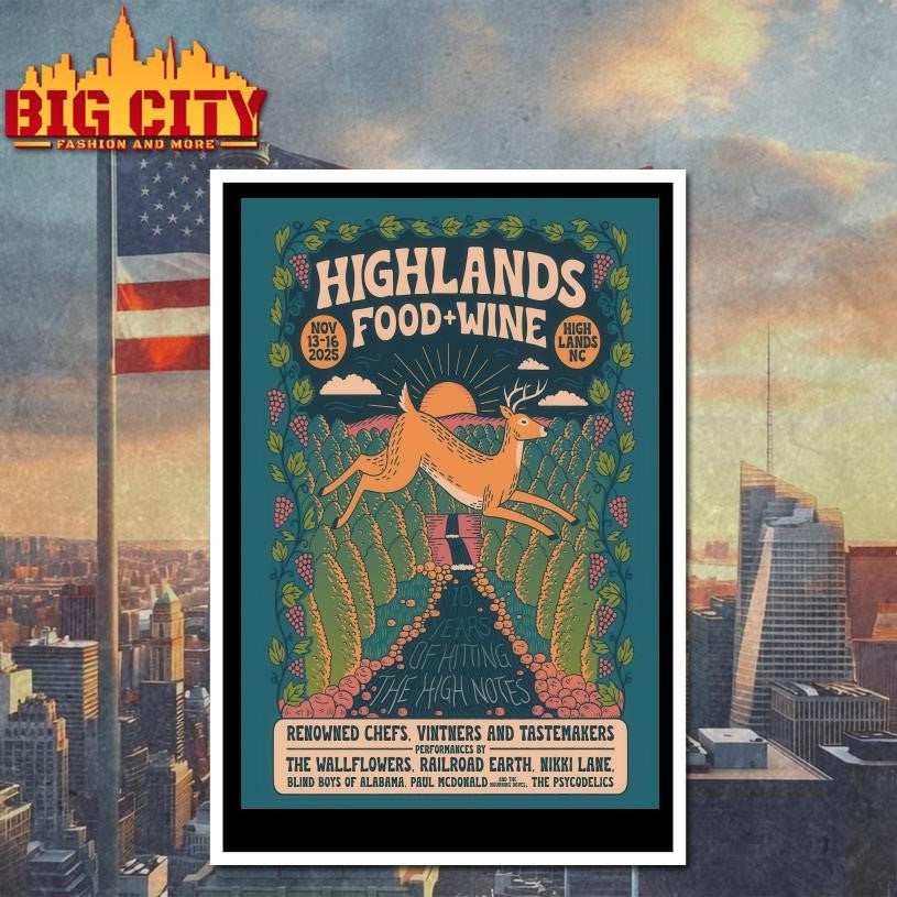 Original Highlands Food And Wine November 13-16 2025 10th Annual Festival in Highlands NC Poster T Shirt