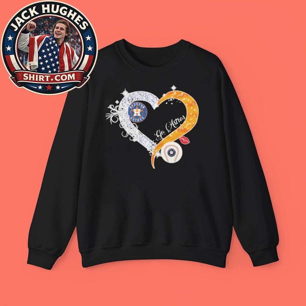Original Houston Astros Diamond Heart Go Astros Baseball Fan Shirt