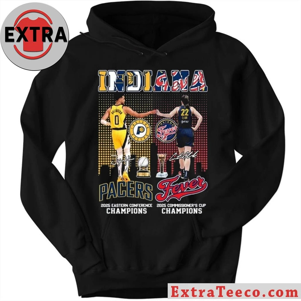 Original Indiana Pacers and Fever Champions 2025 Championship for both Indiana Pacers and Indiana Fever basketball teams Signature And Logo Shirt
