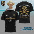 Original Kenny Chesney No Shoes Nation Vegas Golden Knights collaboration t-shirt featuring the team’s logo and a skull-and-crossbones graphic