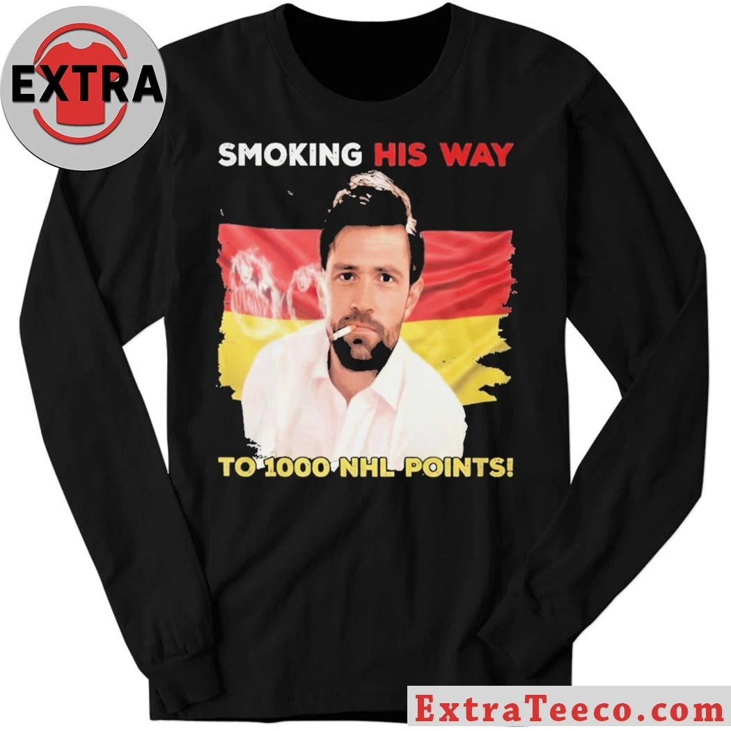 Original Leon Draisaitl NHL Smoking His Way To 1000 Hockey Points T-Shirt