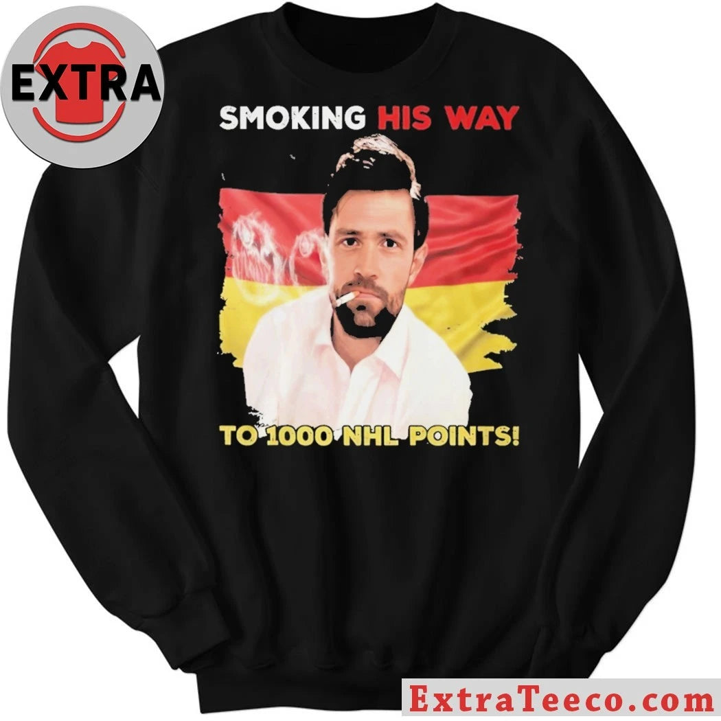 Original Leon Draisaitl NHL Smoking His Way To 1000 Hockey Points T-Shirt