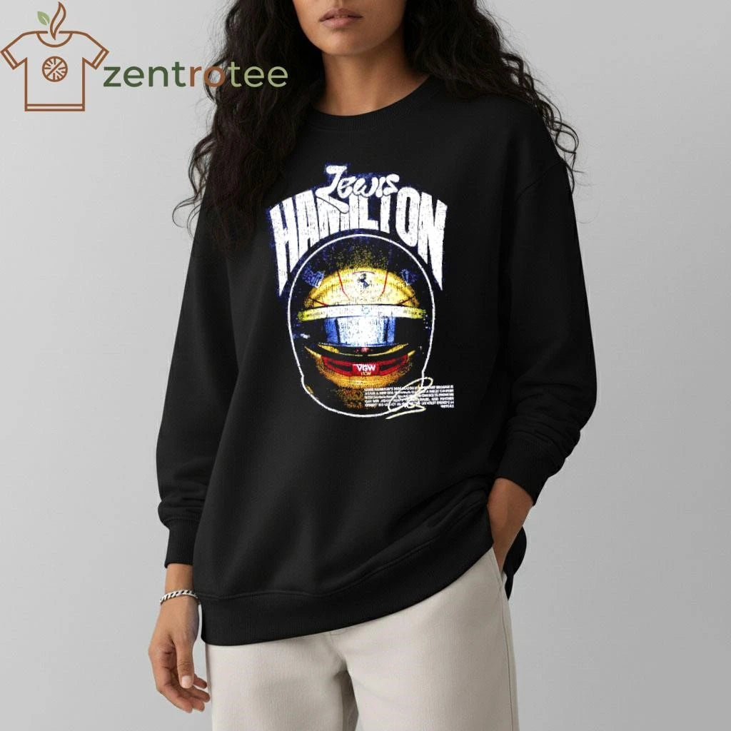 Original Lewis Hamilton helmet signature tee