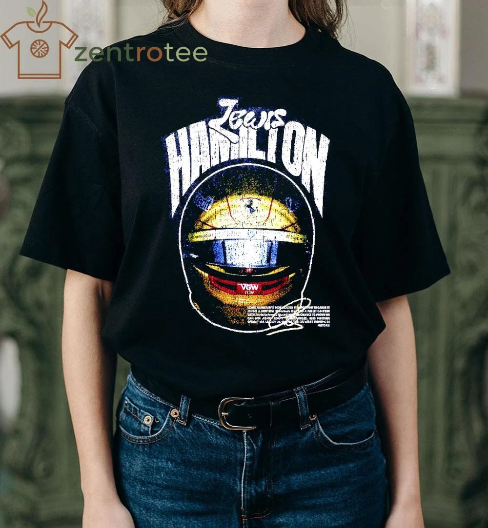 Original Lewis Hamilton helmet signature tee
