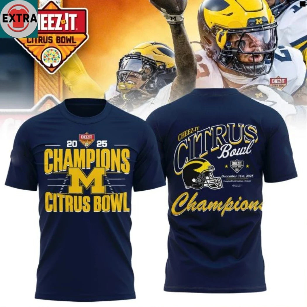 Original Michigan Wolverines Cheez-It Citrus Bowl Champs 2025 Helmet And Logo Hoodie T-Shirt