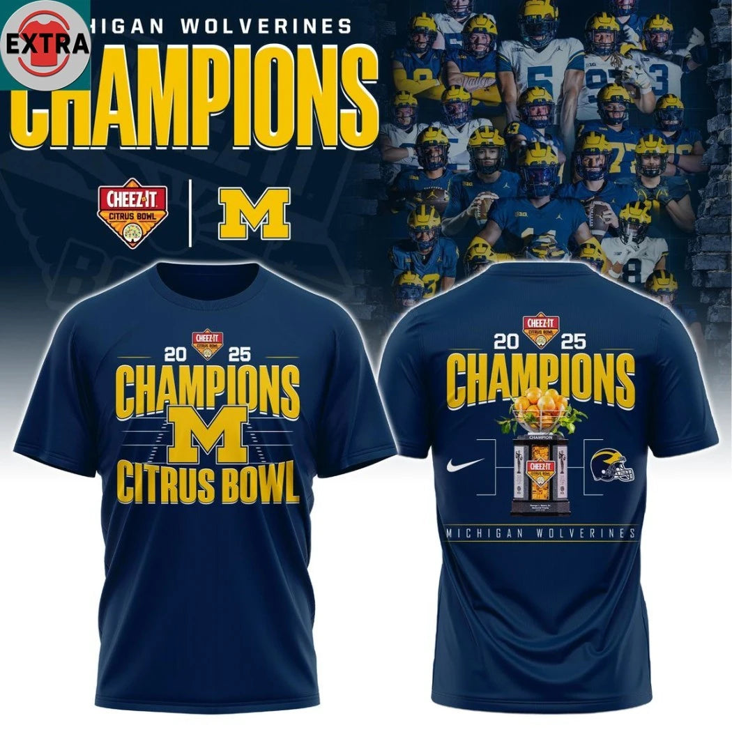 Original Michigan Wolverines Citrus Bowl Champions 2025 Football Title Logo Hoodie T-Shirt