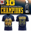 Original Michigan Wolverines Men’s Basketball 2025-26 Big Ten Outright Champions Logo Two Sided T-Shirt